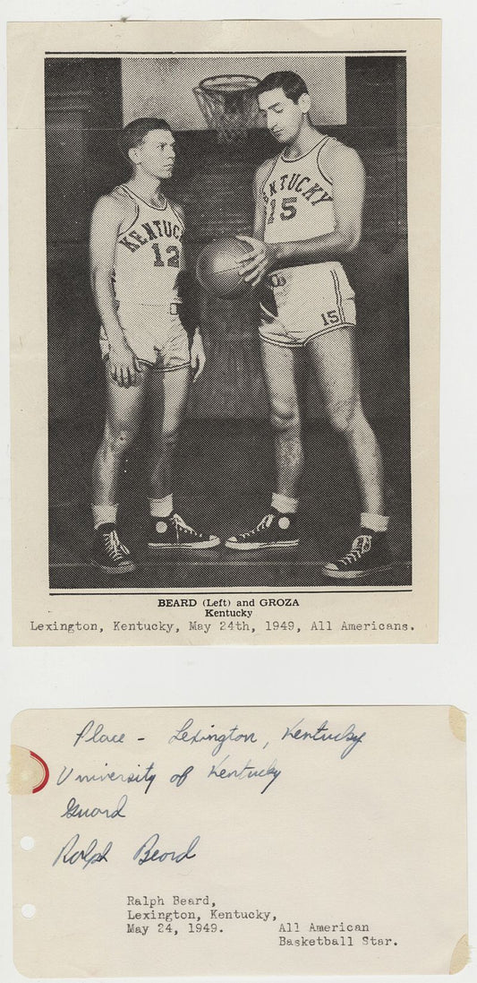 Ralph Beard Signed AUTO 1949 Album Page - Kentucky - Basketball Scandal - 1948 Olympics /w Premium Photo