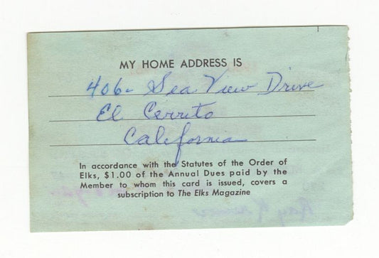 Ray Kremer Signed AUTO Elks Lodge Membership Card 1925 & 1927 Pirates D.1965