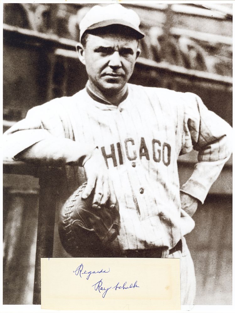 Ray Schalk Signed AUTO Cut Signature Index Card /w Photo Baseball HOF D.1970
