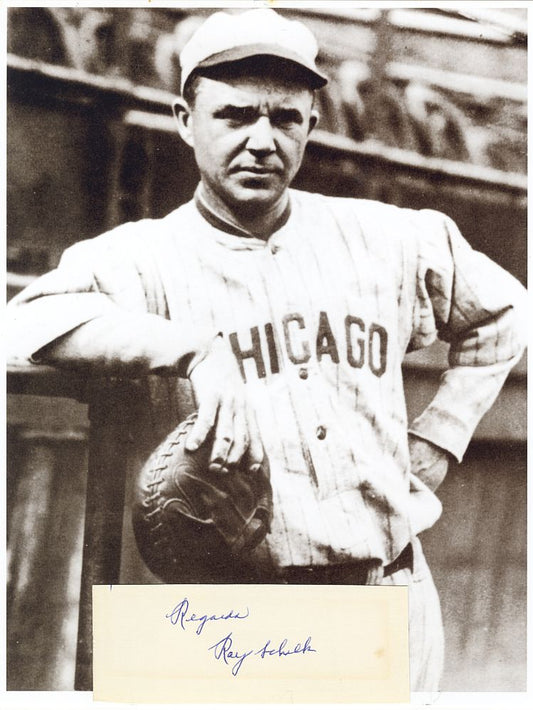 Ray Schalk Signed AUTO Cut Signature Index Card /w Photo Baseball HOF D.1970