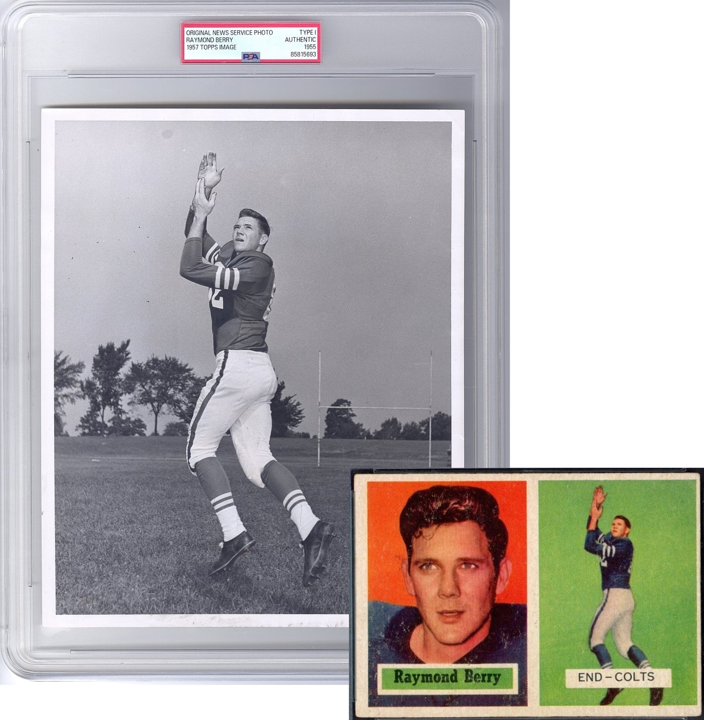 1955 Raymond Berry 1957 Topps Rookie Card Image Pro Football HOF Baltimore Colts Original TYPE I Photo PSA/DNA