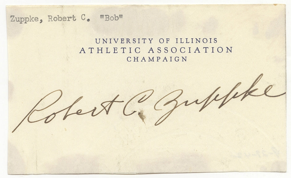 Robert Zuppke Illinois Football Coach College Football HOF AUTO Sig D.1957