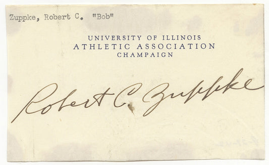 Robert Zuppke Illinois Football Coach College Football HOF AUTO Sig D.1957