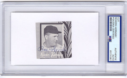Rogers Hornsby Signed AUTO Photo Display Index Card Cut Baseball HOF PSA/DNA