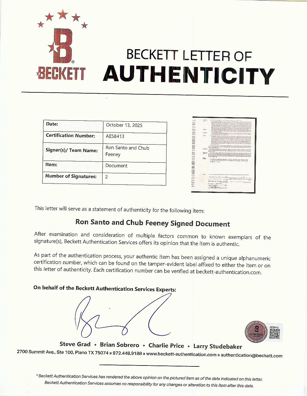 1971 Ron Santo Signed AUTO Chicago Cubs Baseball Contract Hall of Fame BAS LOA