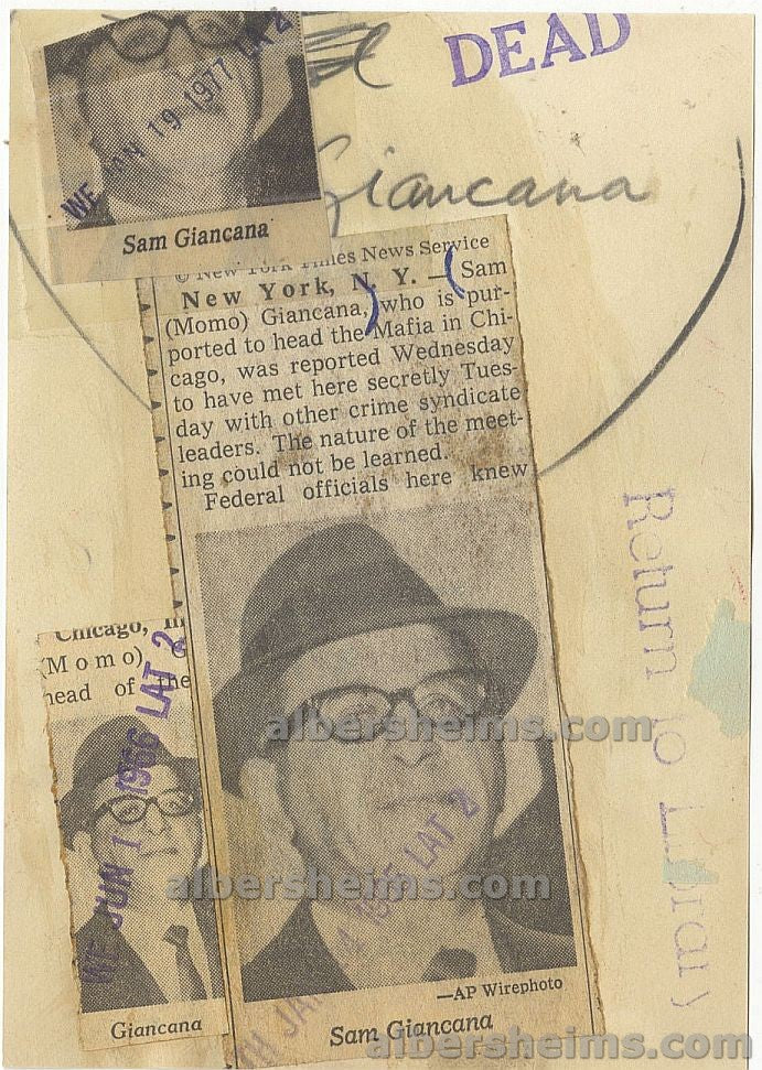 Sam Giancana The Chicago Mob Godfather Meets with NY Mob Original 1965 Press Photo