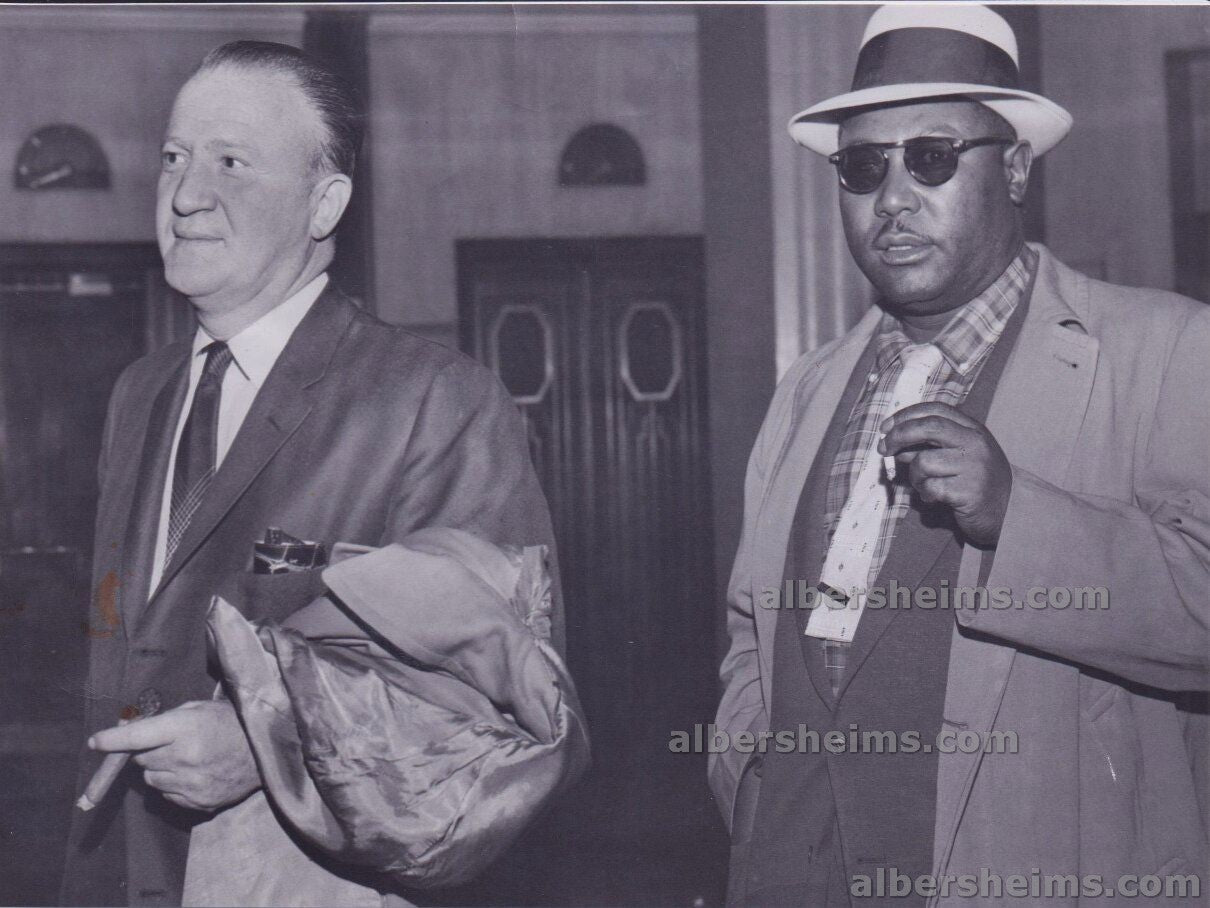1957 Jewish Mobster Shondor Birns with Alleged Hitman Elijah Abercrombie After Trial to Assassinate Don King Original TYPE I Photo