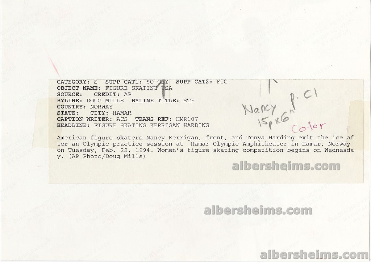 1994 Nancy Kerrigan & Tonya Harding in the Aftermath of the Greatest Ice-Skating Scandal in Olympic History Original TYPE I Photo.