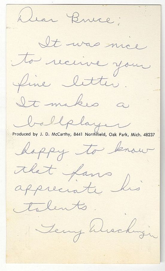 1968 Terry Dischinger Detroit Pistons Rookie JD McCarthy Postcard Signed Twice with Handwritten Letter