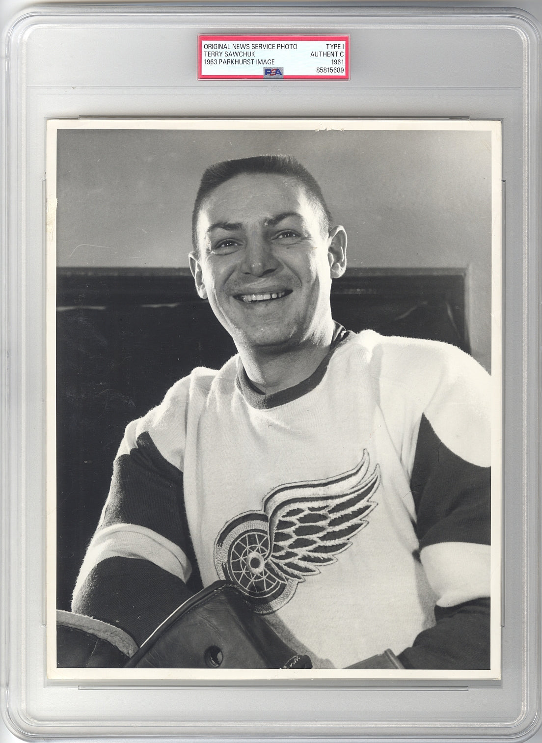 Terry Sawchuk Original TYPE I photo Image Used for his 1963-64 Parkhurst Hockey Card PSA/DNA
