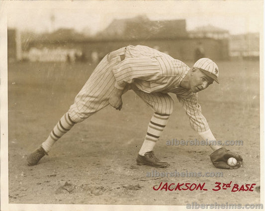1920s Travis Jackson New York Giants Baseball HOF Horizontal Fielding Pose Original TYPE I Photo