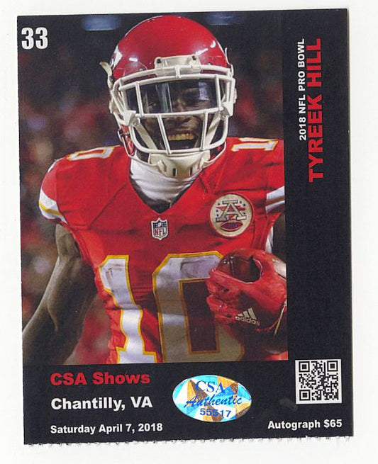 Tyreek Hill Signed AUTO 8x10 Photo KC Chiefs 2016 All-rookie Team Inscrip. CSA Show HOLO & COA