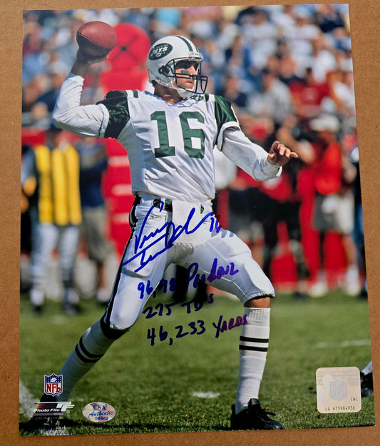 Vinny Testaverde Signed AUTO 8x10 Photo NY Jets Heisman Winner /w Killer Inscriptions CSA Show HOLO & COA