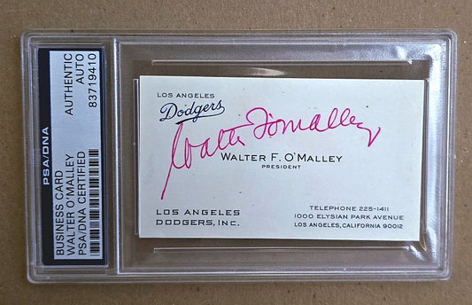Walter O'Malley Signed Autographed 1960s L.A. Dodgers Business Card PSA/DNA