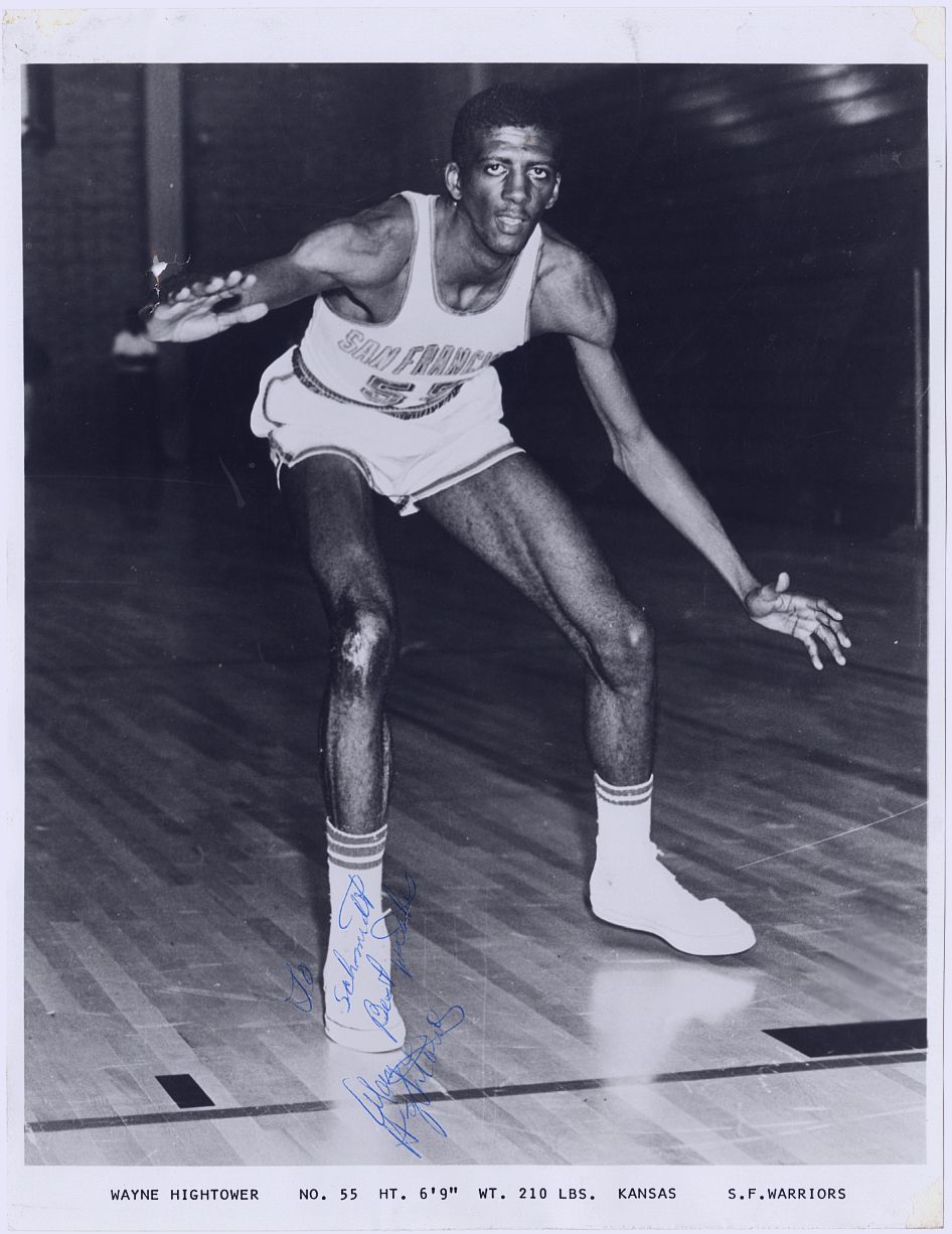 Wayne Hightower Signed AUTO Early 1960s Team Issued San Francisco Warriors Photo Personalized to Team Trainer