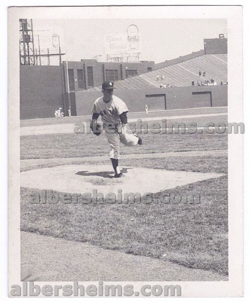 Whitey Ford 1950s Original Snapshot TYPE I Photo Warming up at Fenway Park