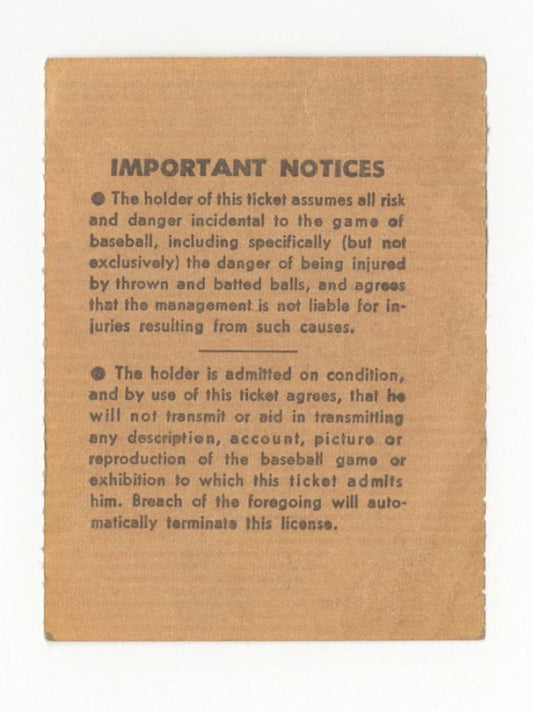 June 19, 1967 SF Giants vs Cincinnati Reds Willie Mays HR #551 Ticket Stub
