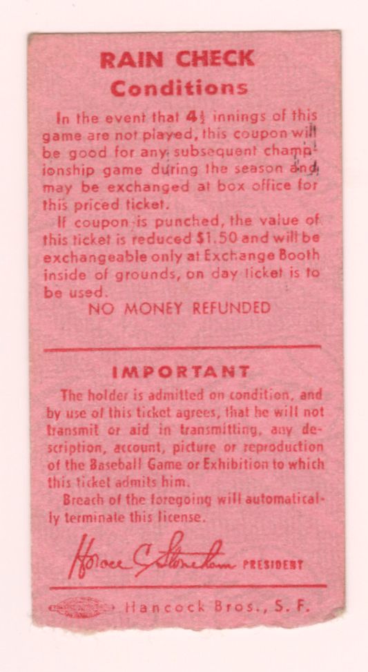 June 8, 1969 SF Giants vs Phillies Willie Mays HR #595 Ticket Stub