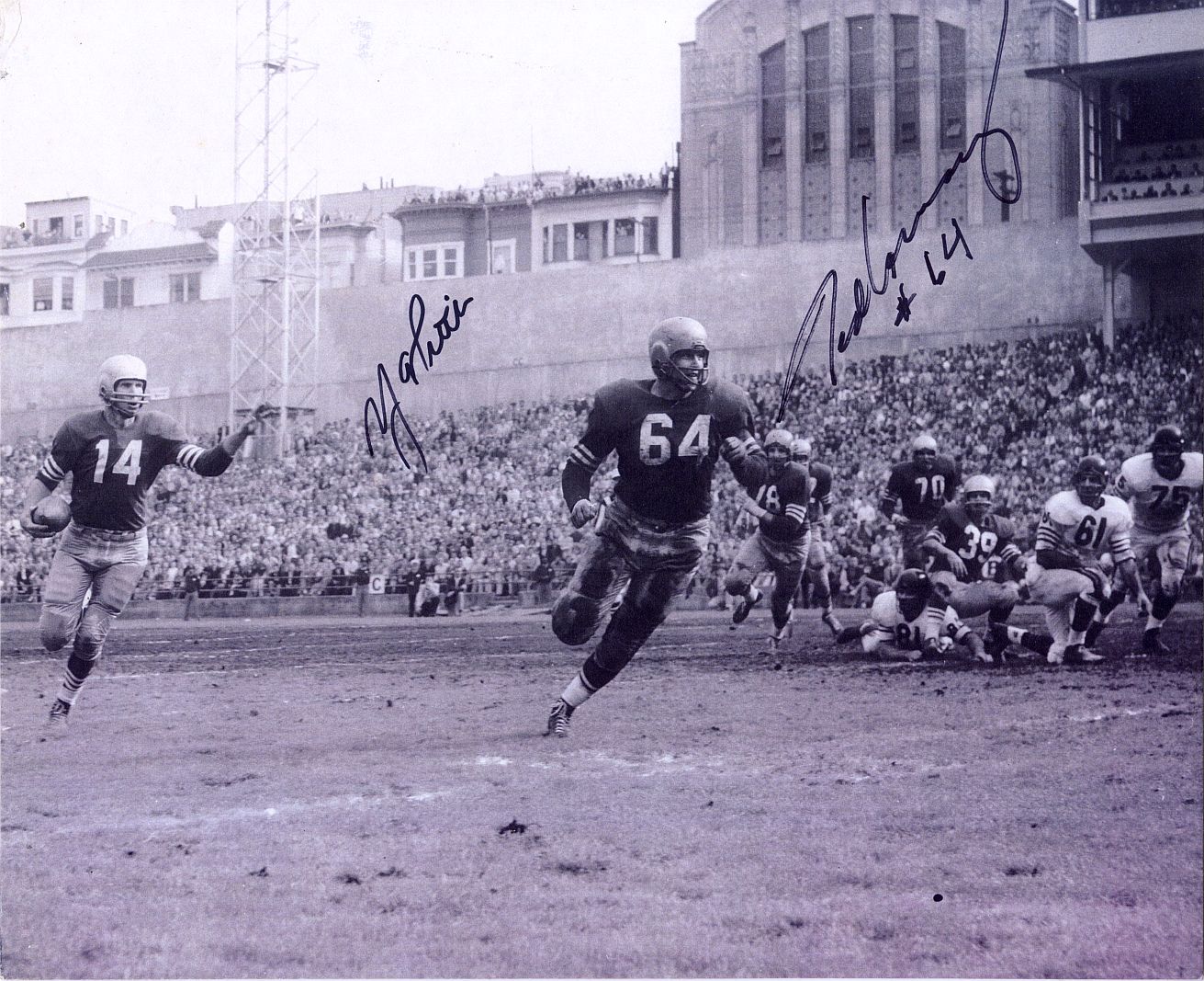 Y.A. Tittle & Ted Connolly Signed AUTO Oversized Photo San Francisco 49ers