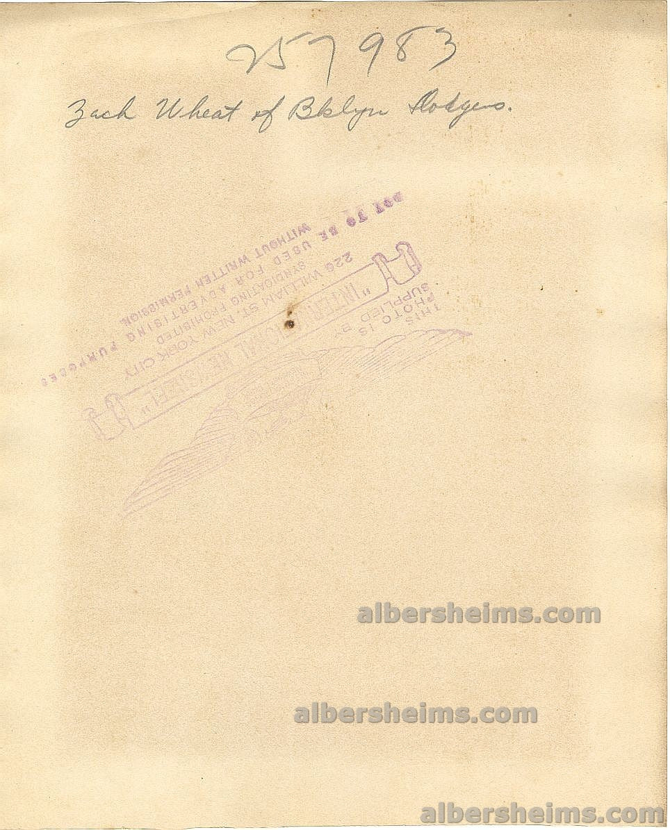 Circa 1922-23 Zack Wheat Original TYPE I Photo Used For 1925-31 W590 Baseball Card Baseball HOF